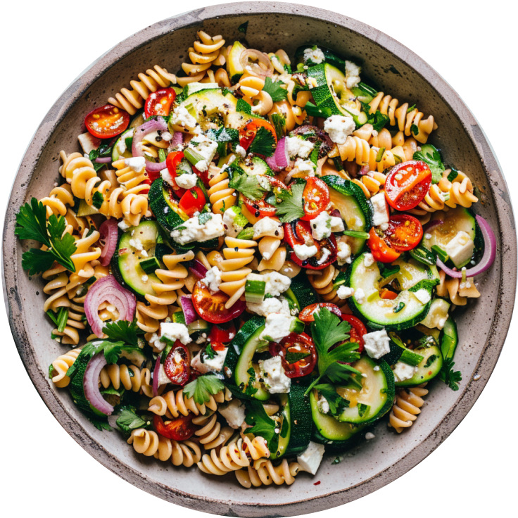 Grilled Zucchini & Tahini Pasta Salad