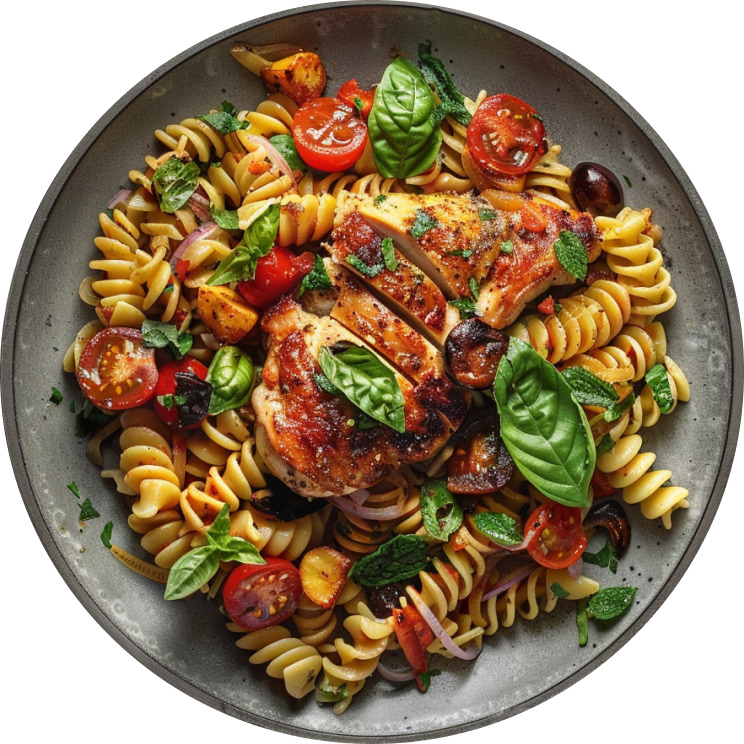 Mediterranean Pasta Salad with Chicken Thigh