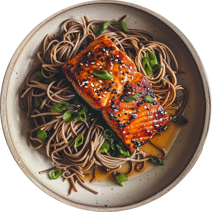 Miso-Glazed Salmon with Sesame Soba Noodles