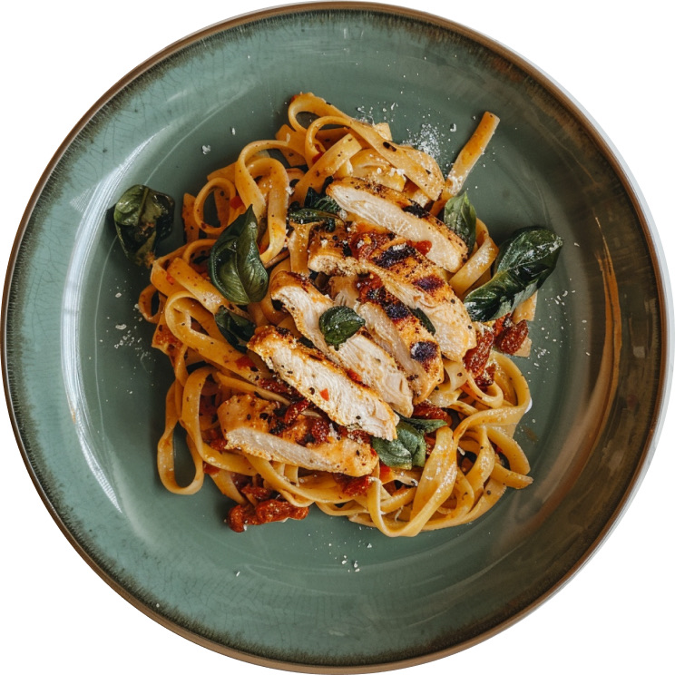 Creamy Sun-Dried Tomato Basil Pasta with Grilled Chicken