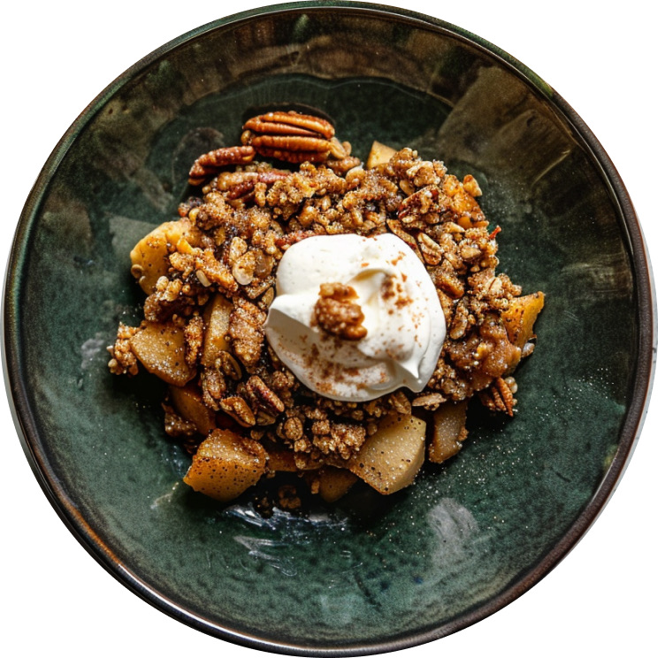 Spiced Apple and Pecan Crumble with Maple Whipped Cream