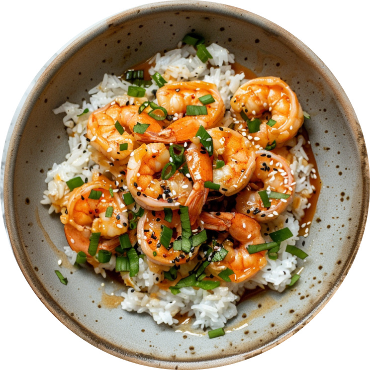 Sweet & Spicy Honey Garlic Shrimp with Coconut Rice