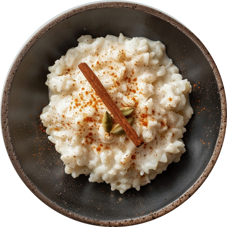 Chai Spiced Rice Pudding with Cardamom Cream