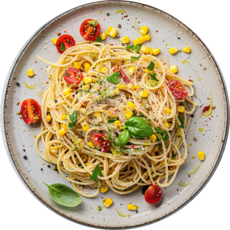 Spaghetti with Sweet Corn Pesto
