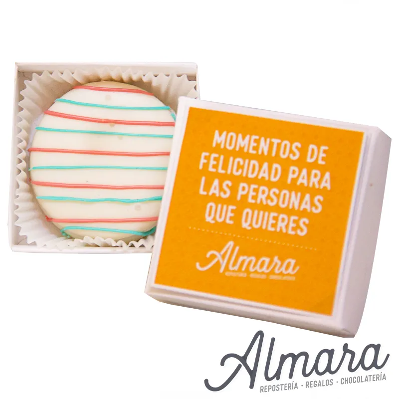 Alfajor a rayas personalizado empaque en caja