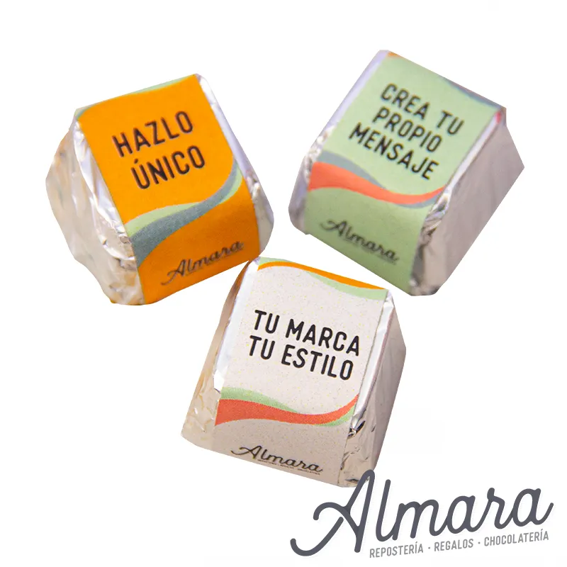 Bombones de chocolate rellenos publicitarios
