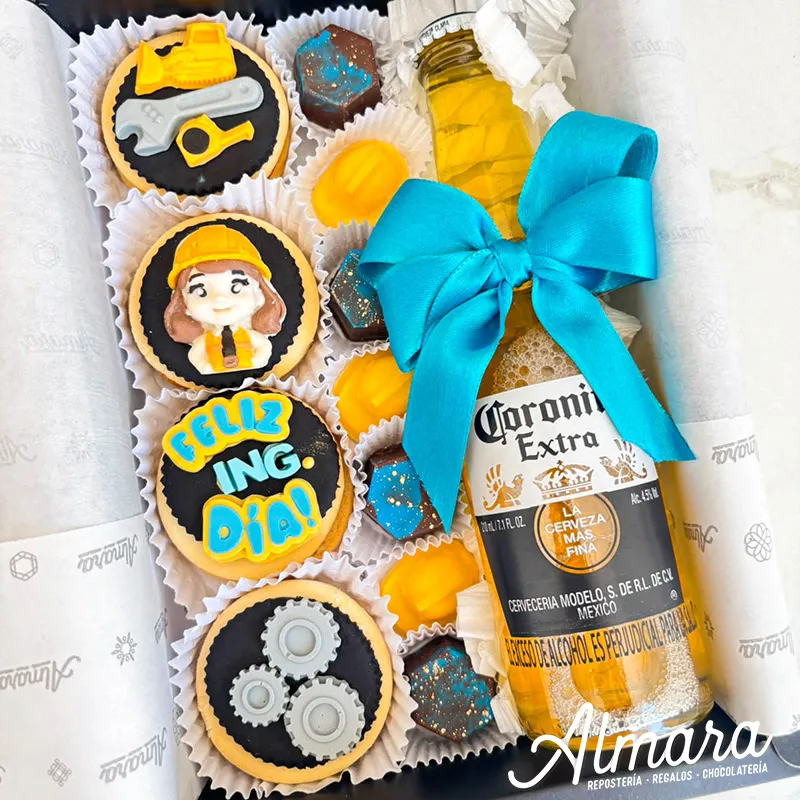 Caja cerveza y chocolates surtidos