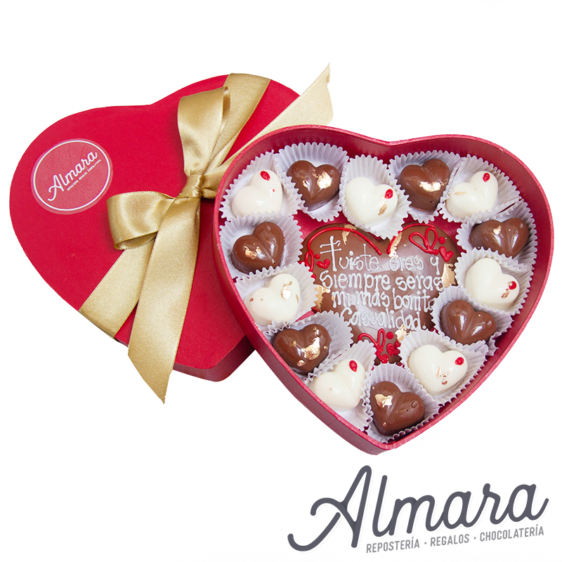 Caja Corazón con Mensaje y Bombones