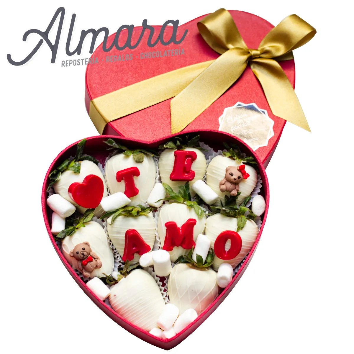 Caja Corazón con Fresas Romanticas