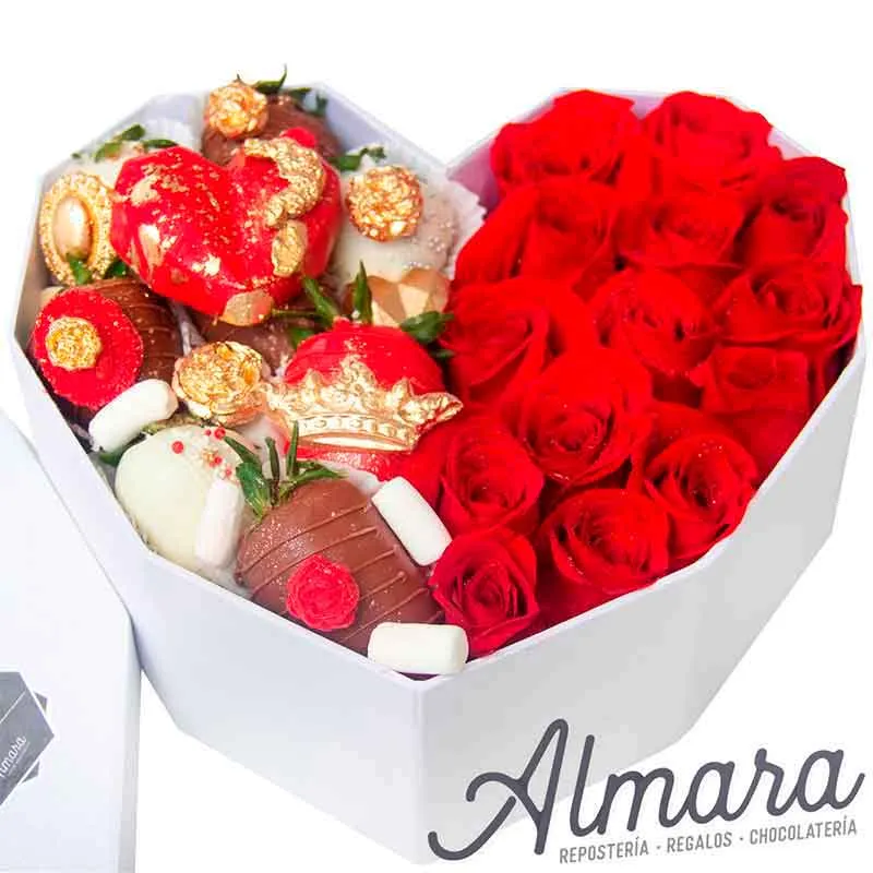 Corazón de Rosas y Fresas 