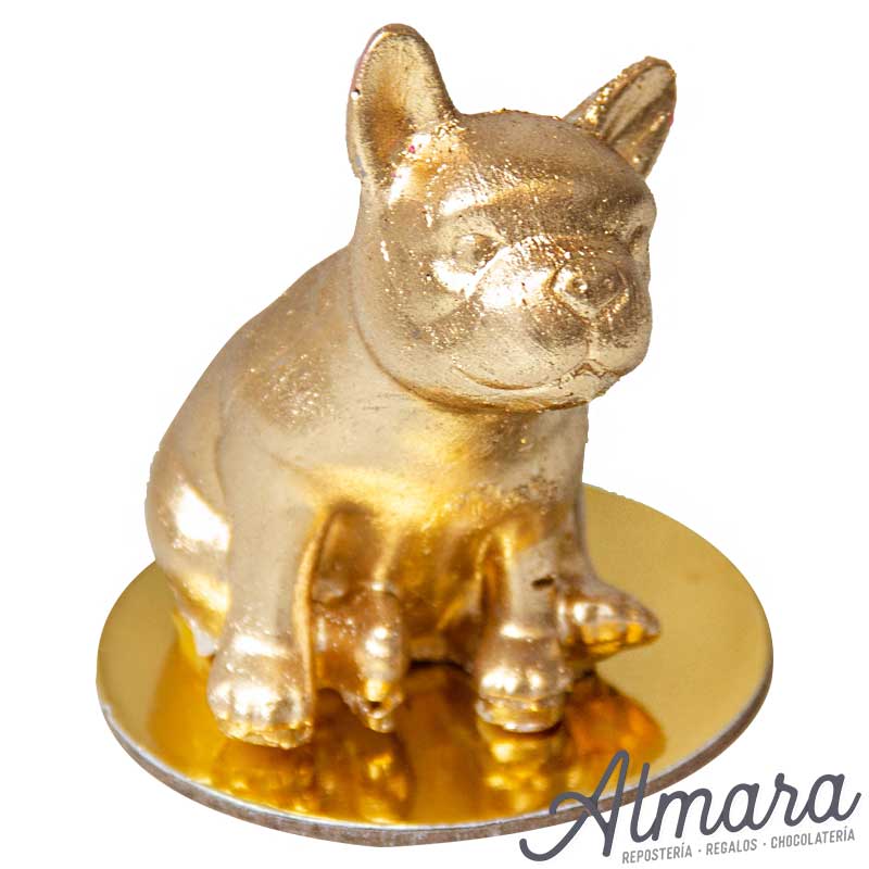 Perrito 3D: Perro de Chocolate Blanco con Oro 24k - 