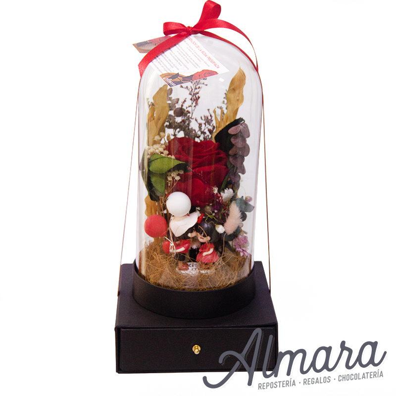 Joyero con Arreglo Floral Preservado para Novios - 