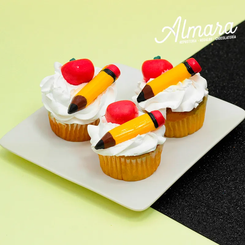 Cupcakes Lapíz y Manzana Día del Profesor
