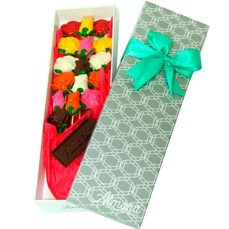 Ramo Rosas de Chocolate por 16 unidades colorido
