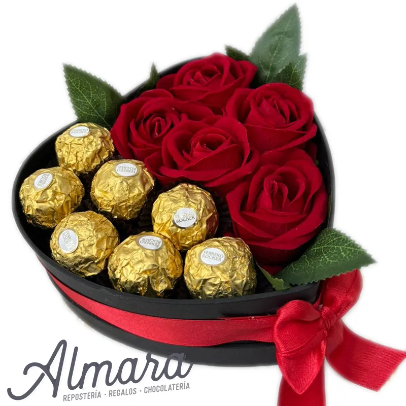 Corazón Rosas y Ferreros
