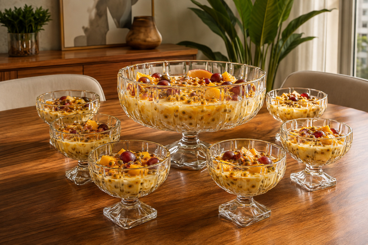 7 Peças Bowl Com 6 Taças Wolff De Vidro Para Sobremesa