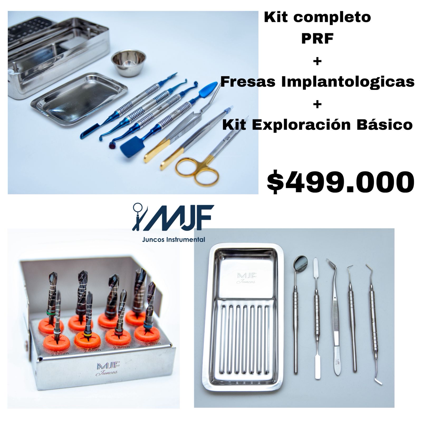kit completro prf + fresas implantologicas + juego de exploracion