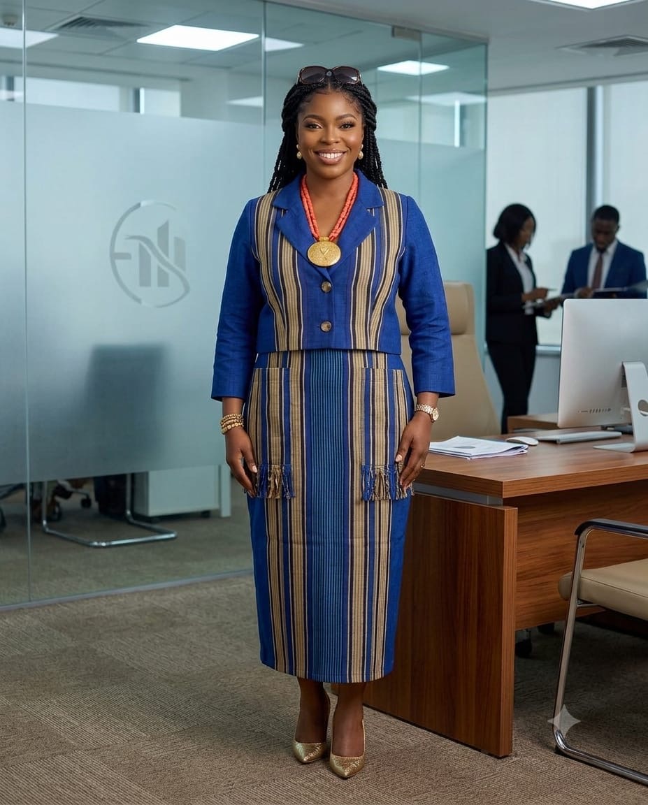 Ohemaa Aso Oke Skirt Set | Blue