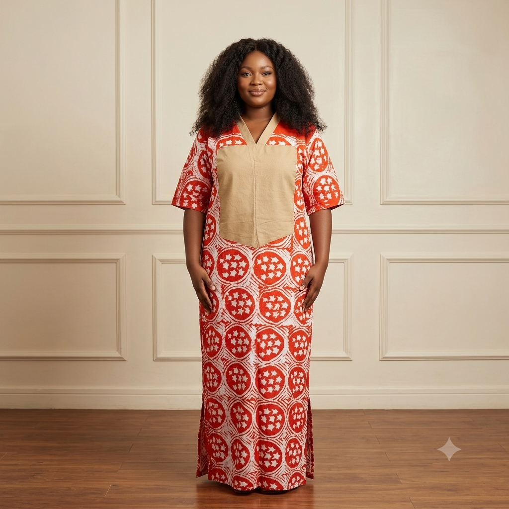 Oyinda Adire Bubu | Orange & White 1