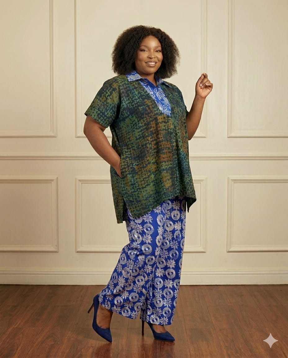 Sade Adire Trouser Set | Green