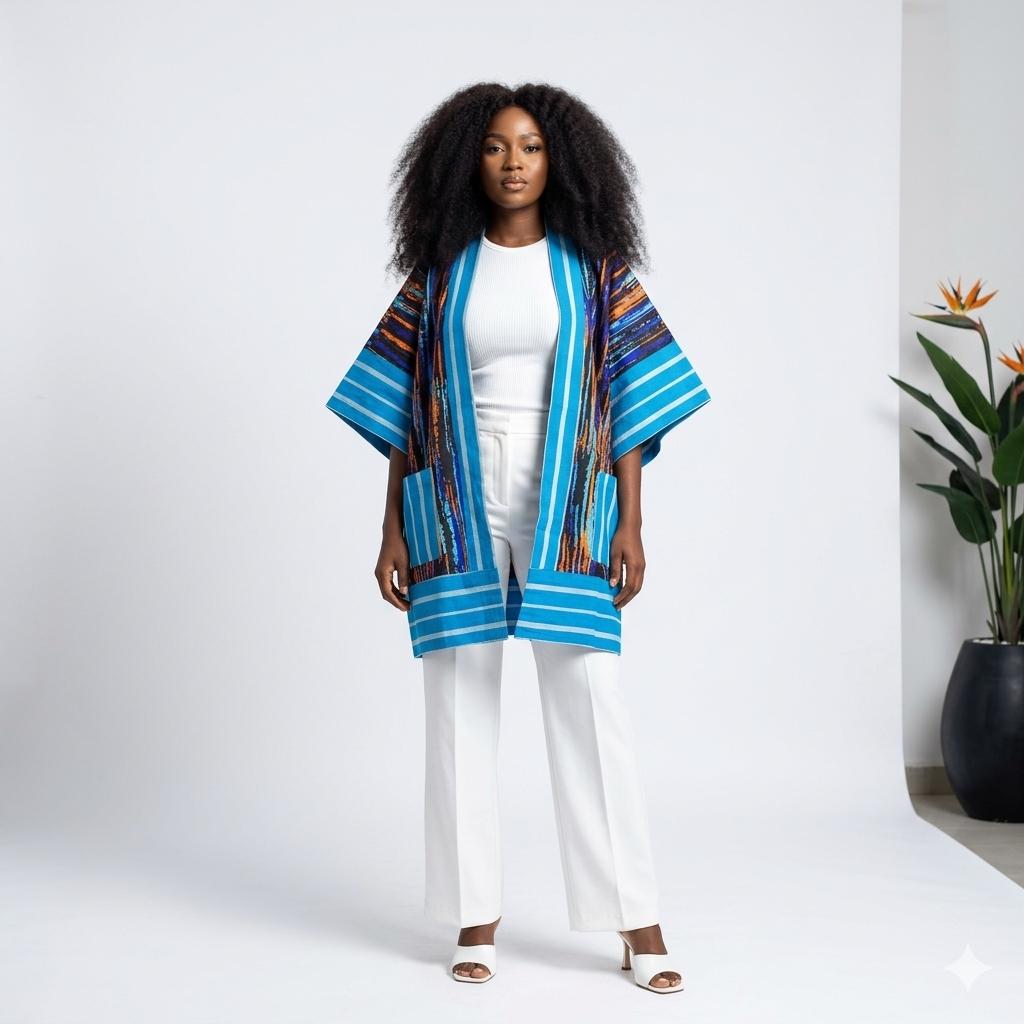 Rami Ankara Kimono | Blue & Orange