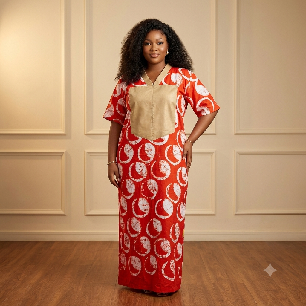 Oyinda Adire Bubu | Orange & White 2