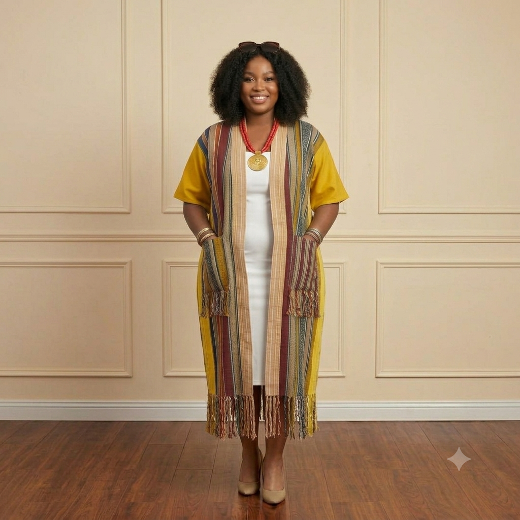 Ohemaa Aso Oke Kimono | Yellow
