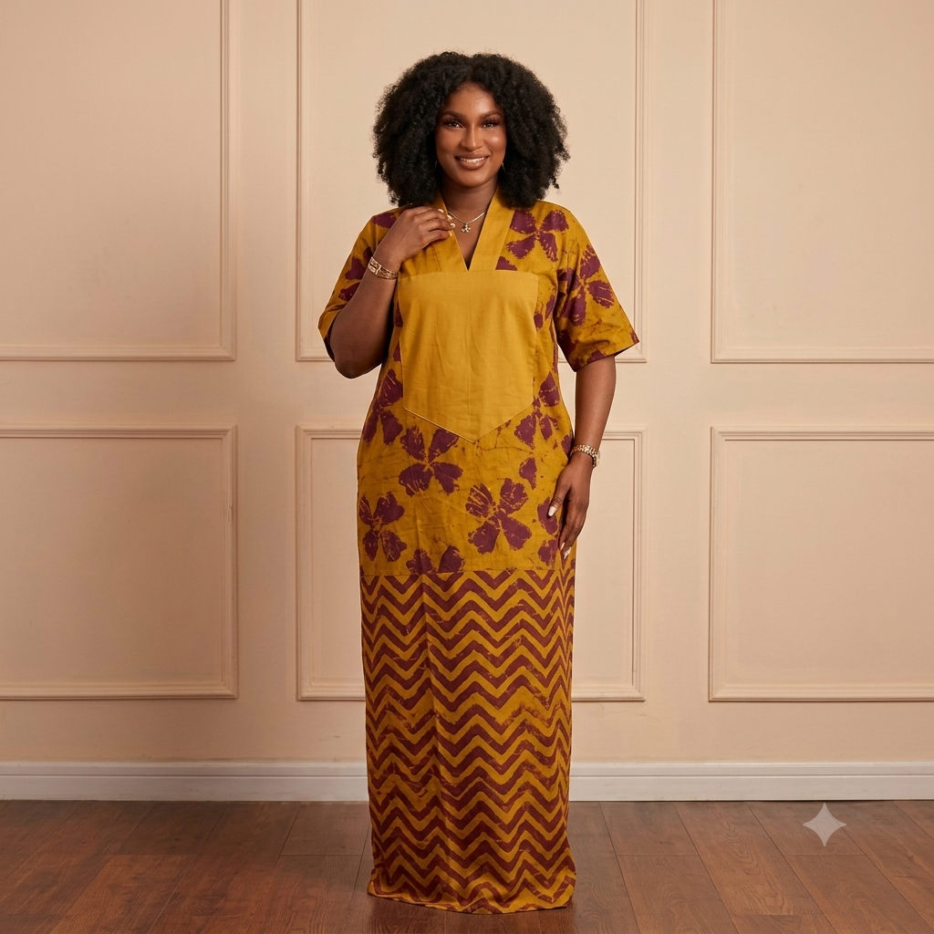 Oyinda Adire Bubu | Mustard & Wine