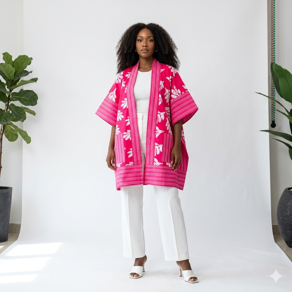 Rami Ankara Kimono | Pink & White