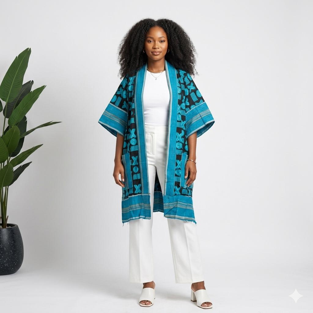 Rami Ankara Kimono | Blue & Black