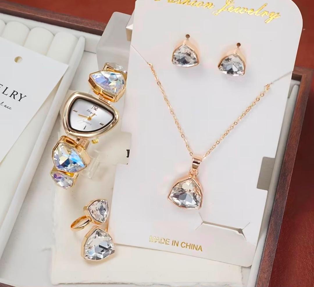 4-in-1 Crystal Jewelry Set - White Crystal