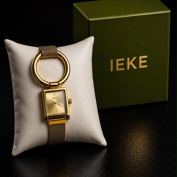 IEKE Ring-Link Watch - Gold Mesh, Champagne Dial
