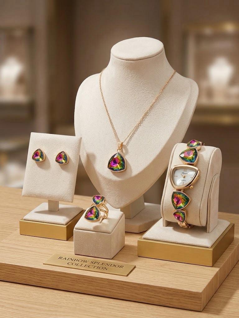 4-in-1 Crystal Jewelry Set - Rainbow