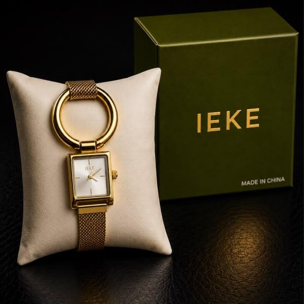 IEKE Ring-Link Watch - Gold Mesh, White Dial