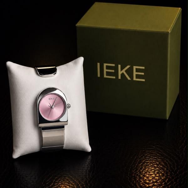IEKE Arch Bangle Watch - Silver, Pink Dial