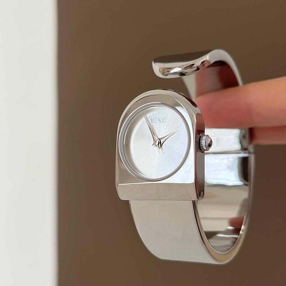 IEKE Arch Bangle Watch - Silver, Silver Dial