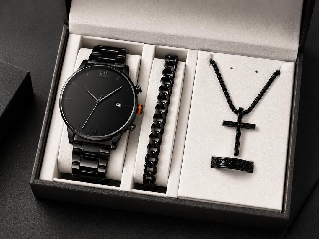 Geneva Men's 4-in-1 Gift Set - All Black
