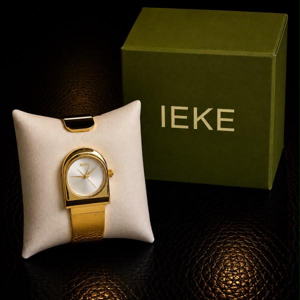 IEKE Arch Bangle Watch - Gold, Silver Dial