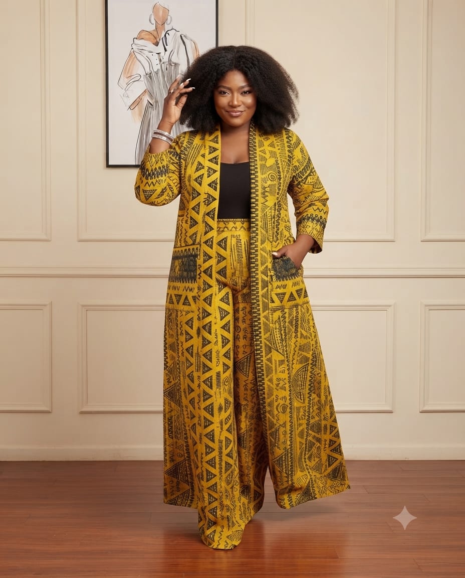 Makena Ankara Trouser Set | Yellow