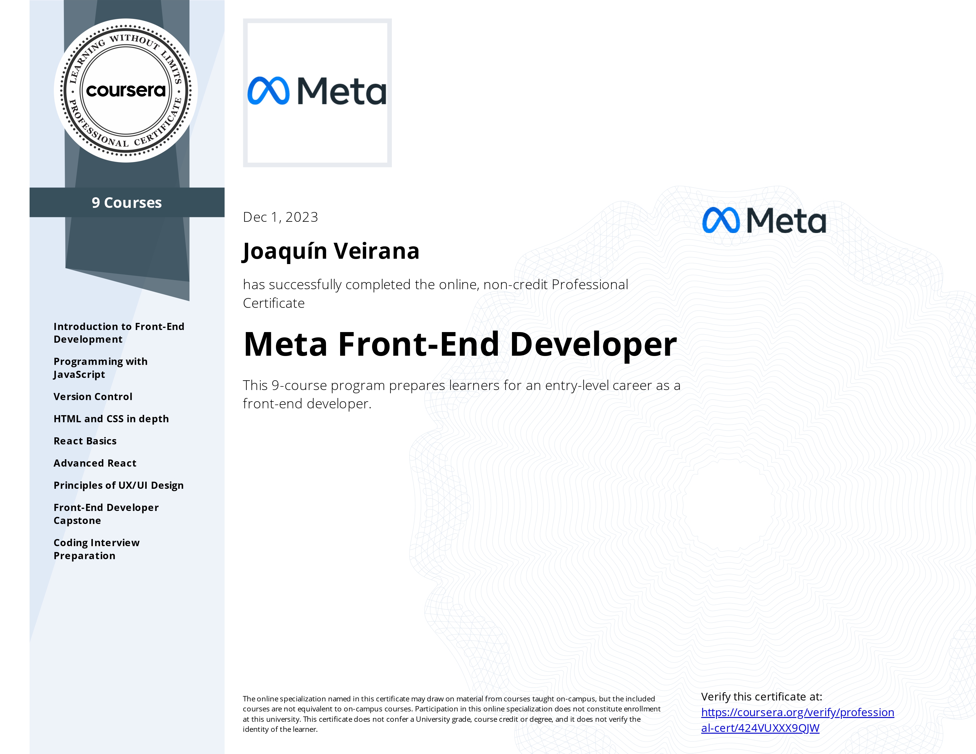 Cert: Meta Front-End Developer