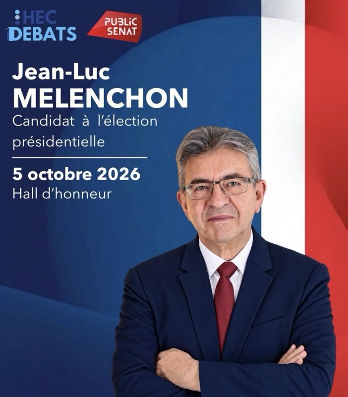 Affiche de Jean Luc Melenchon x HEC Débats