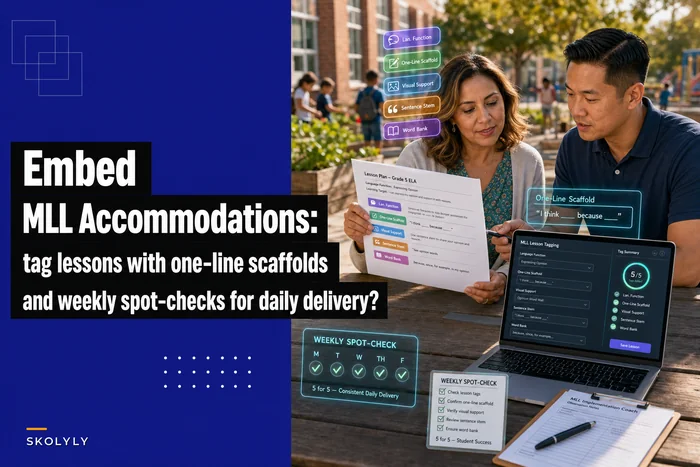 Embed MLL accommodations in daily lessons: a one-line tag checklist and weekly spot-check routine