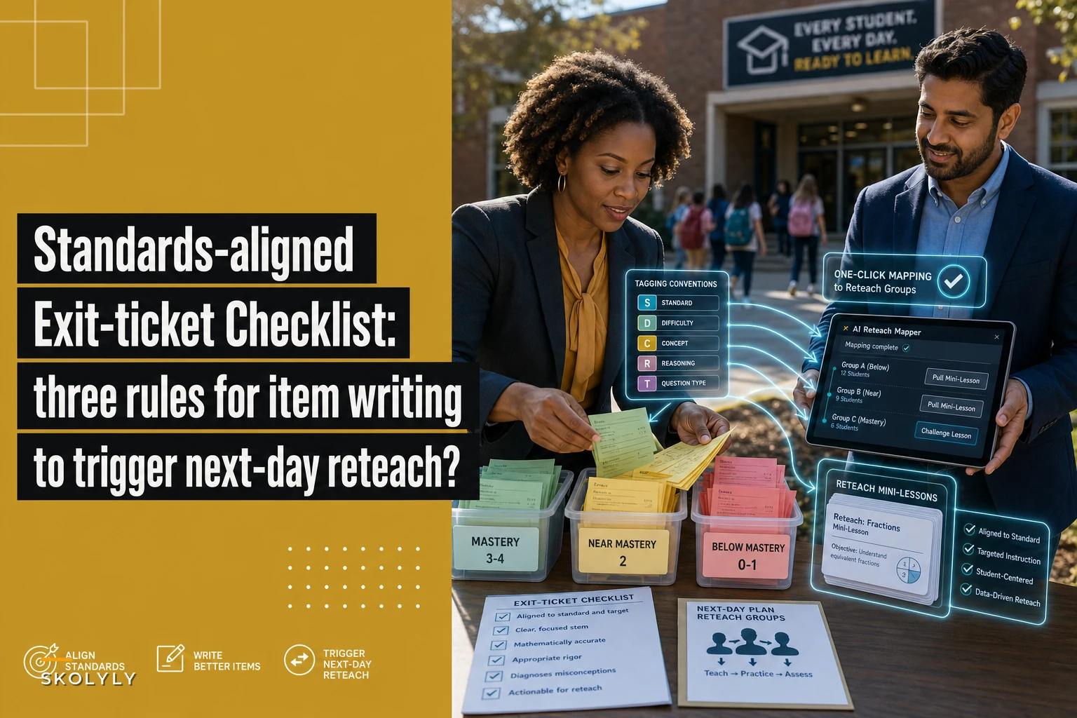 Standards-aligned exit-ticket checklist: three rules to write items that trigger next-day reteach