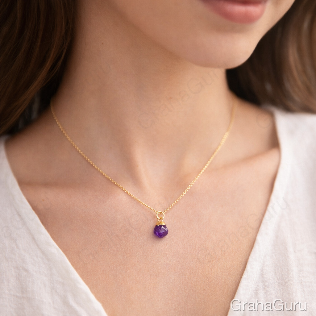 Amethyst Natural Stone Pendant with chain 2