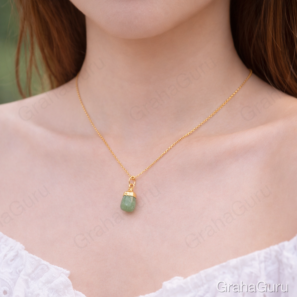 Green Aventurine Natural Stone Pendant with chain 2