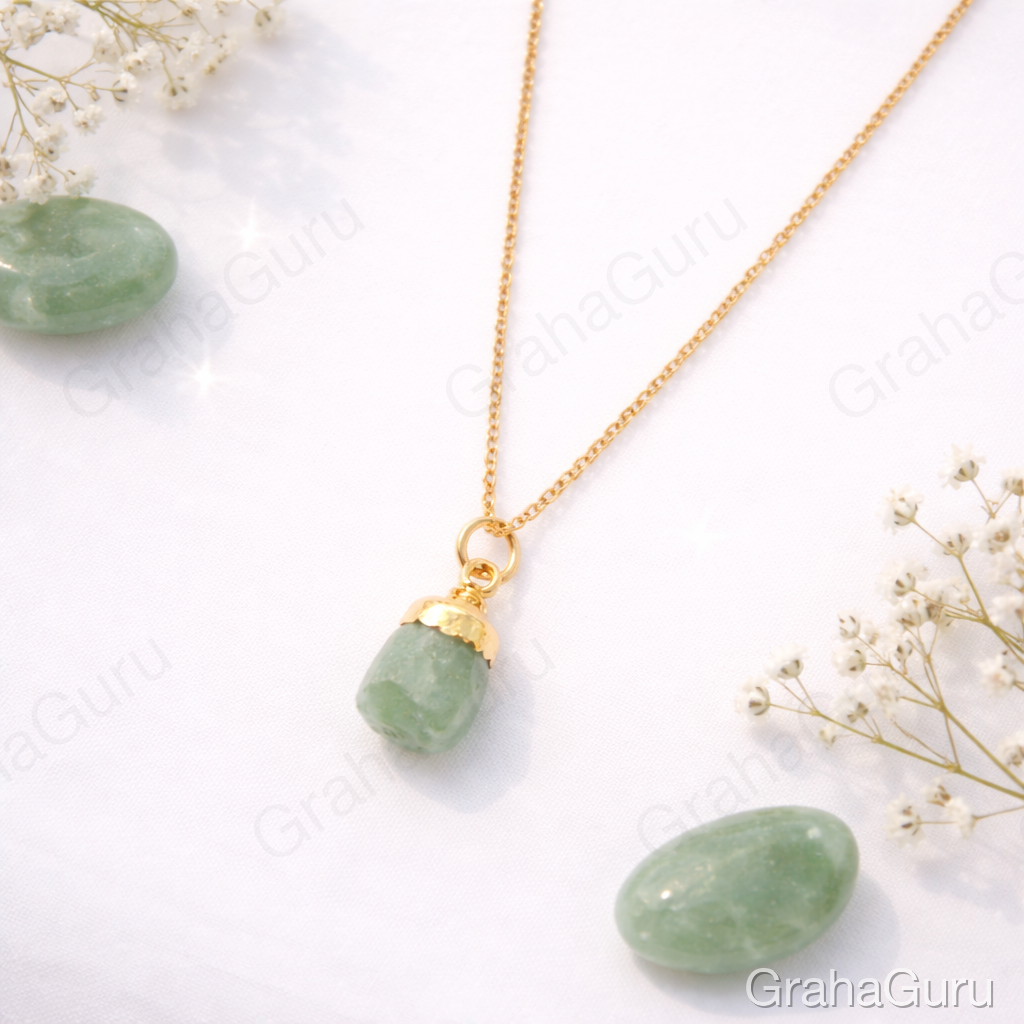 Green Aventurine Natural Stone Pendant with chain