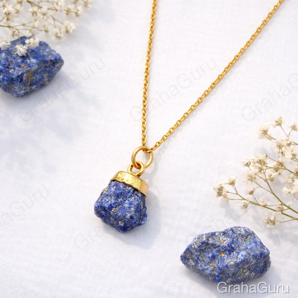 Lapiz Lazuli Natural Stone Pendant with Chain
