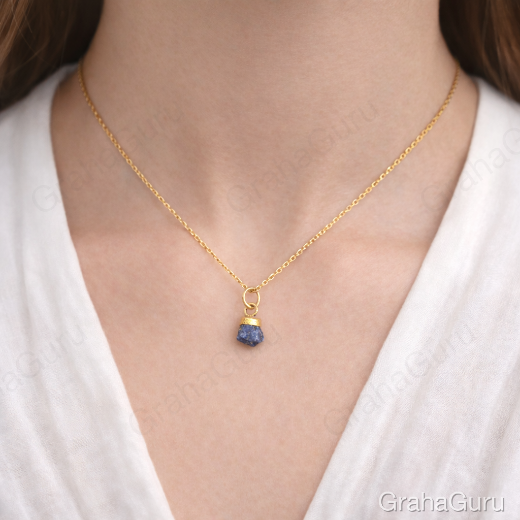 Lapiz Lazuli Natural Stone Pendant with Chain 2