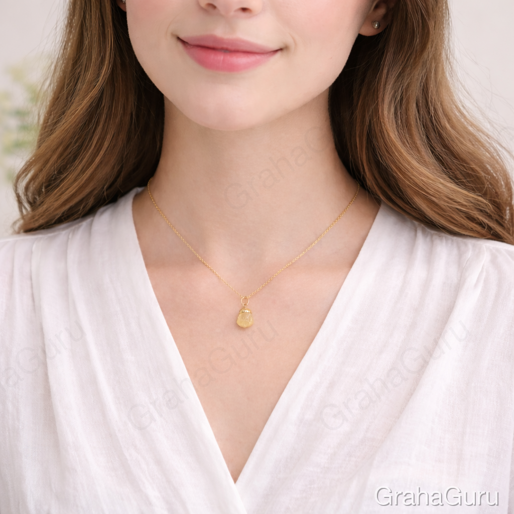 Natural Citrine Stone Pendant with chain 2
