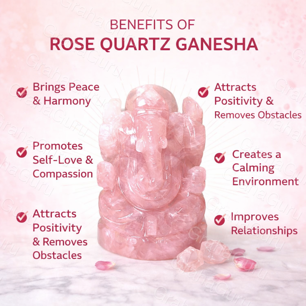 Natural Rose Quartz Lord Ganehsa Idol - Image 3